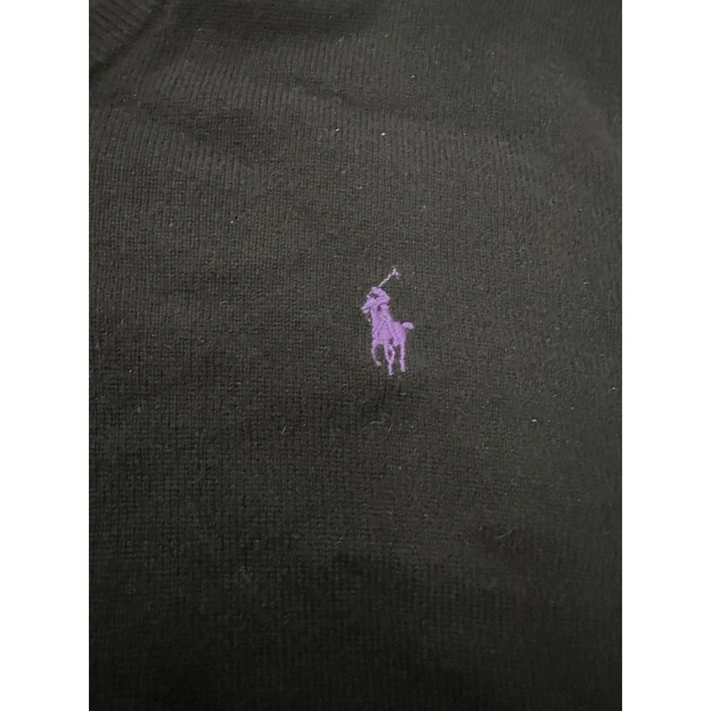Polo Ralph Lauren Men's 100% Merino Wool Black Sweater Men's M Purple Pony